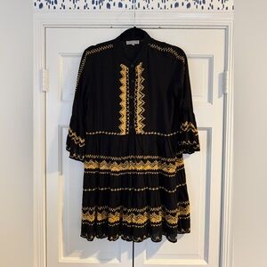Kiwi Black and Gold Embroidered Dress size small